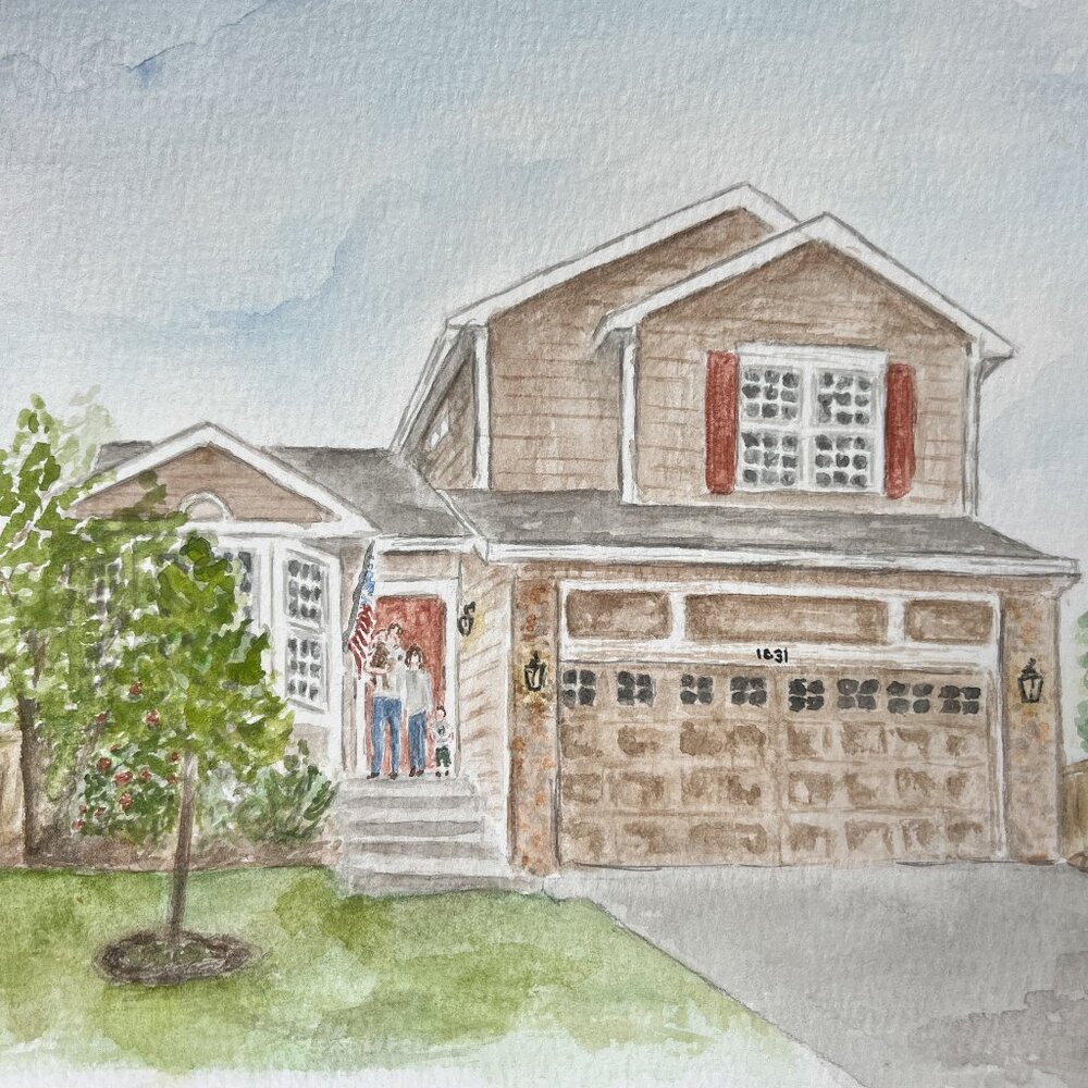 Watercolor Home Portrait Commission